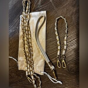 Set of 3 Phone Carrying Straps, 2 Wrist, 1 Crossbody, Cream with Gold Hardware